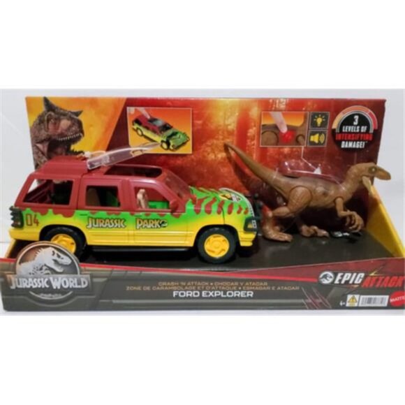 Jurassic World Jurassic Park Vehicle and Dinosaur Destruction Ford Truck Toy - Picture 3 of 6